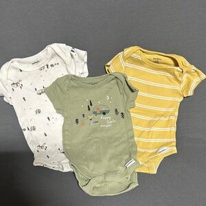 Carter's Bodysuits - Olive, Mustard, and White Trio